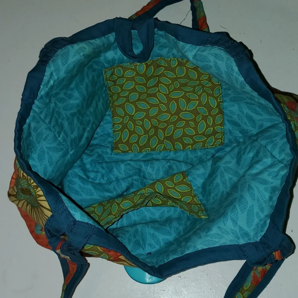 New Sunflower boho fabric bag with large button closure